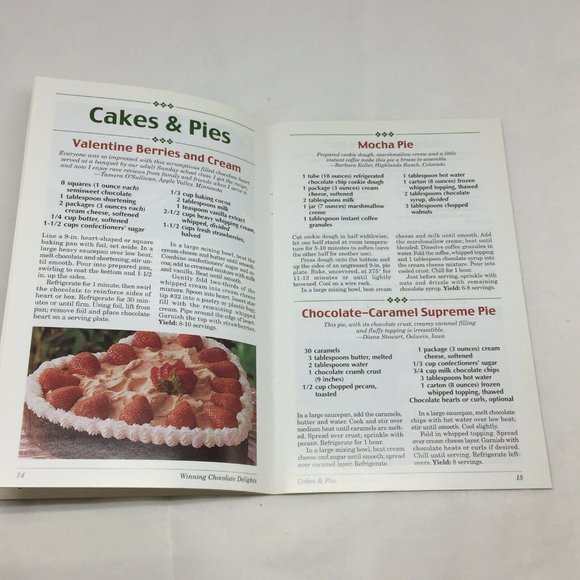 Winning Chocolate Delights Recipe Cookbook Baking Recipes Dessert Cake Pie - Picture 6 of 9